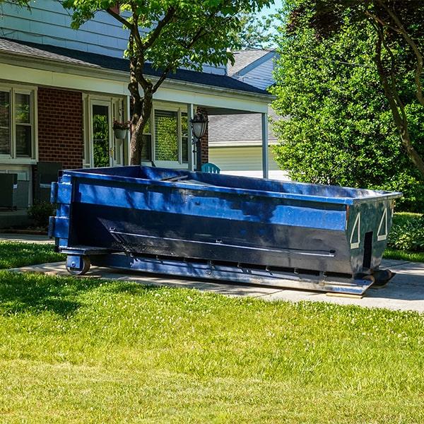 residential dumpsters can be placed on a driveway or lawn, but preventative measures must be taken to avoid damage to the property